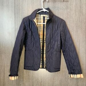 BURBERRY Navy Quilted Jacket Womens